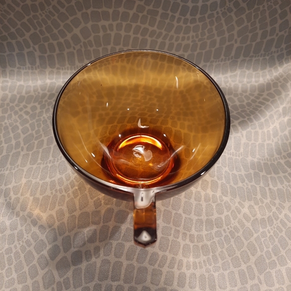 Vintage Triangle Amber Anchor Hocking Daisy & Button Snack Plate Set - Picture 6 of 8